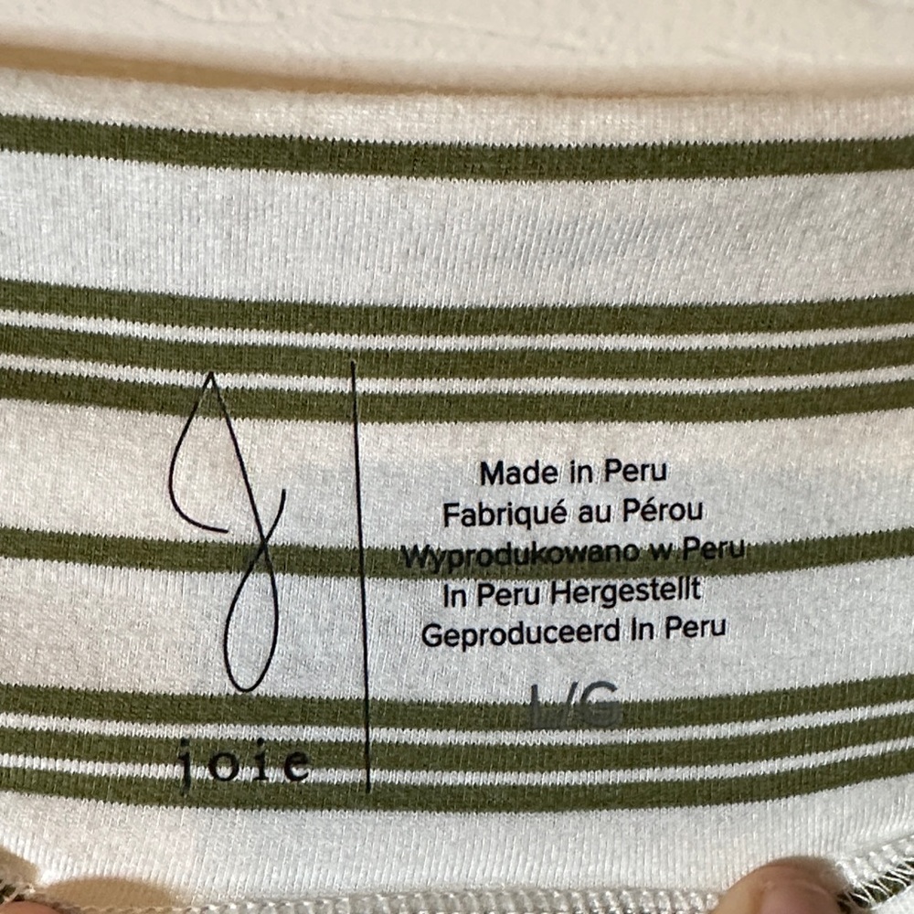 Joie Green and White Striped Short Sleeve Tee - Picture 2 of 3